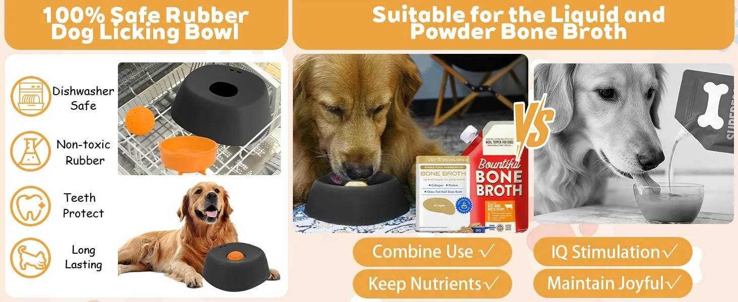 Anti-Choking Slow Feeder Dog Bowl Non-Slip 34 Cup - Lick Toy for Liquid Treats Bone Broth Yogurt