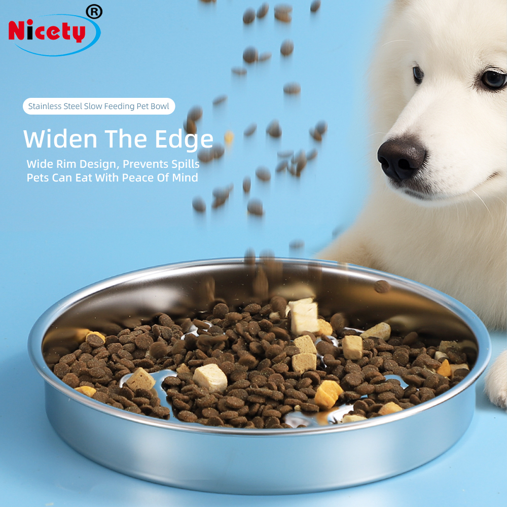 Modern Style Pet Food &amp; Water Bowls 304 Stainless Steel Portable Eco-friendly Slow Feeder Easy Clean Dog/cat Bowl Love Style