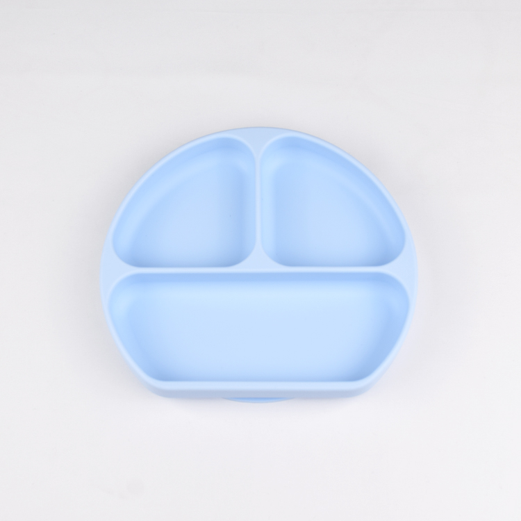 Durable Non Slip Silicone Divided Plate For Baby Feeding Children's Dish With Three Compartments Flexible Food Grade Material