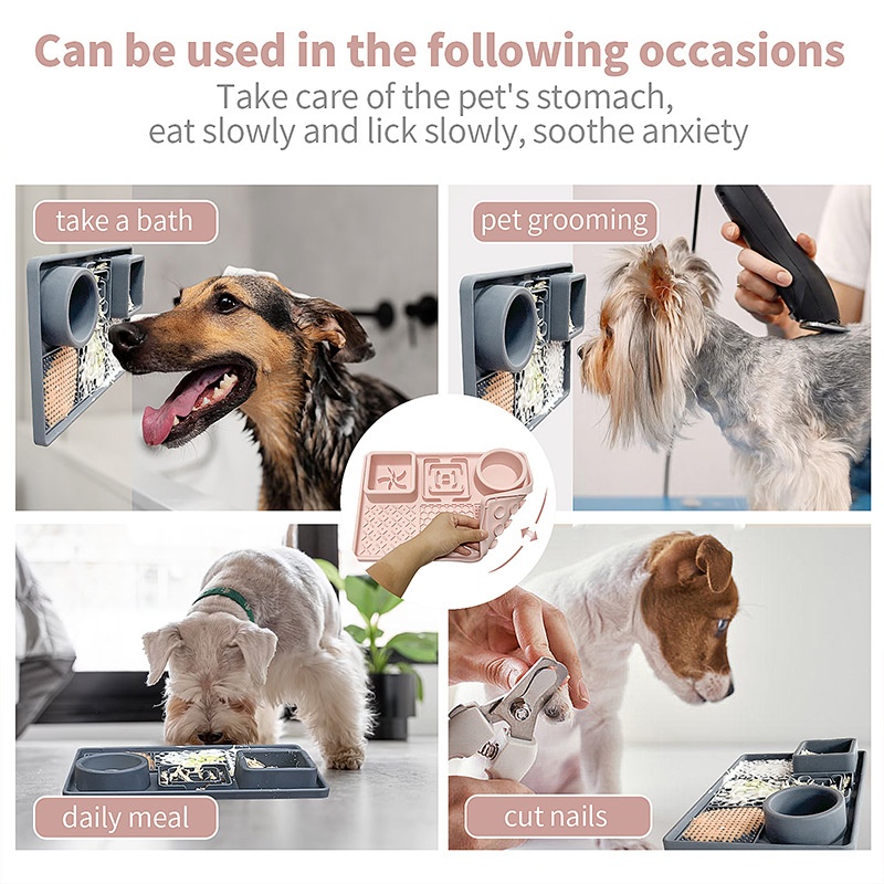 Travel-Friendly Eco-Friendly Slow Food Bowl Food Grade Silicone Licking Mat with Suction Cup for Dogs Cats Pet Plate Feeding Mat