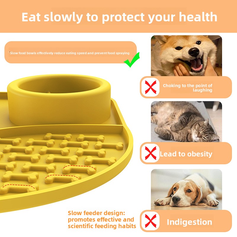Silicone Pet Slow Food Bowl Lick Drinking Water Multifunctional Universal Cat Dog Eating Tableware Suction Cup Anti-skid