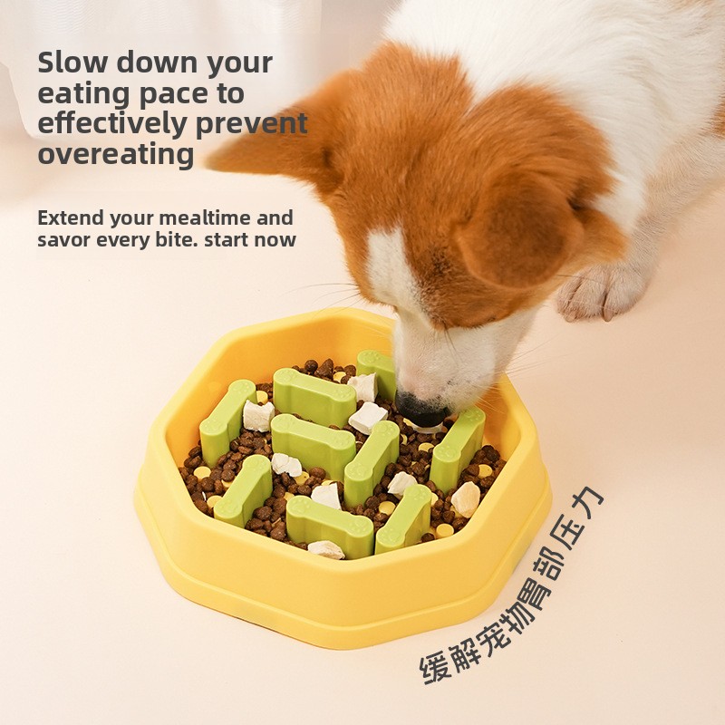 Adjustable Difficulty Anti-Choke Slow Feeder Bowl for Dogs &amp; Cats Pet Feeding Bowl