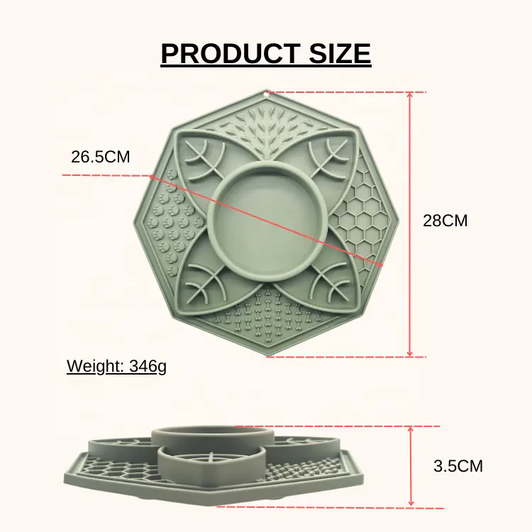 Custom Dog Lick Mat Bundle Octagon Silicone Slow Feeder with Suction Cups Lick Pad - BPA-Free Silicone Mat