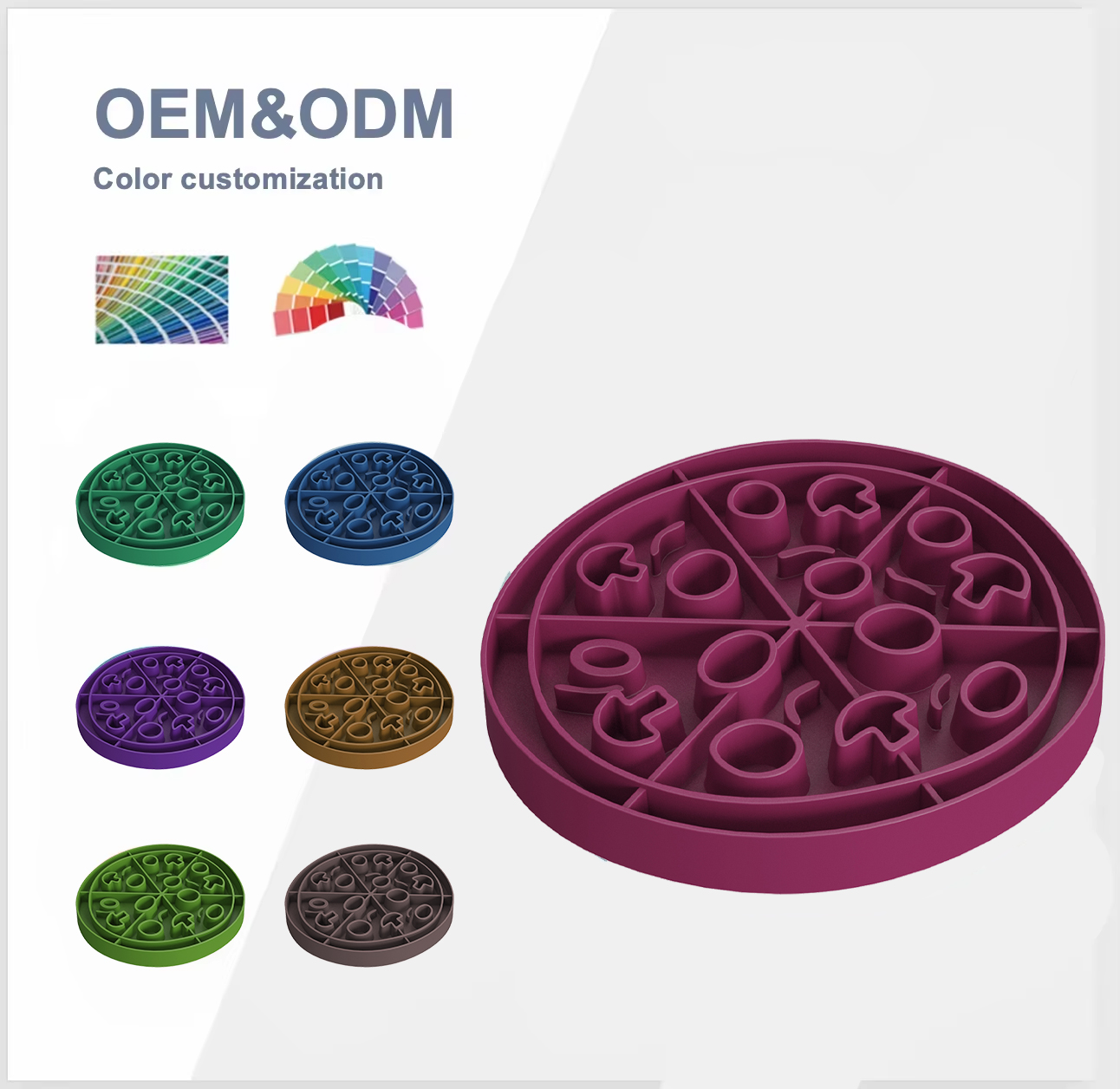 2025 New Creative Pizza Silicone Dog Dishes Pet Bowl Slow Down Eating Dog Slow Feeder for Large Breed