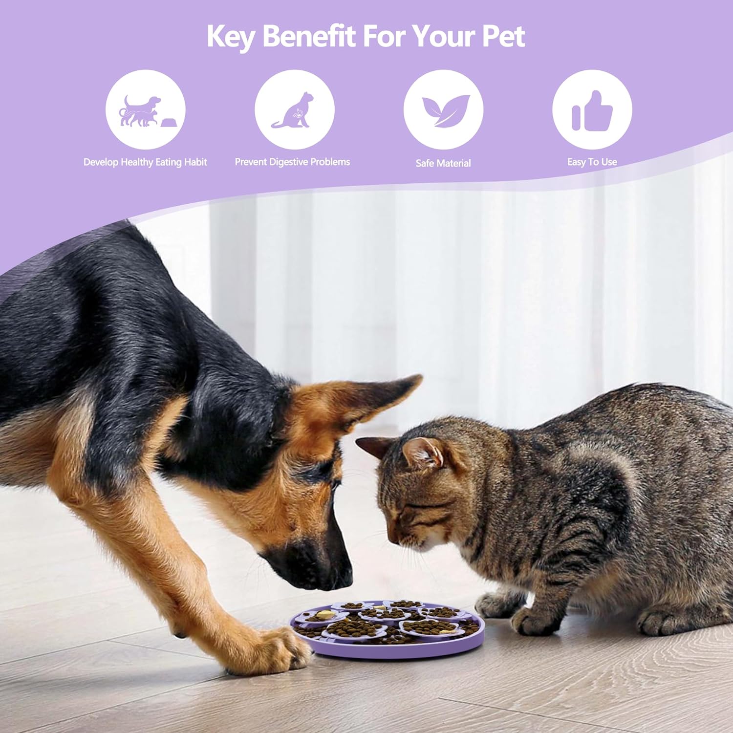 Make Mealtime Fun and Healthy Slow Feeder Dog Bowl - Reduce Overeating and Aid Digestion Cat Lick Mat Rose