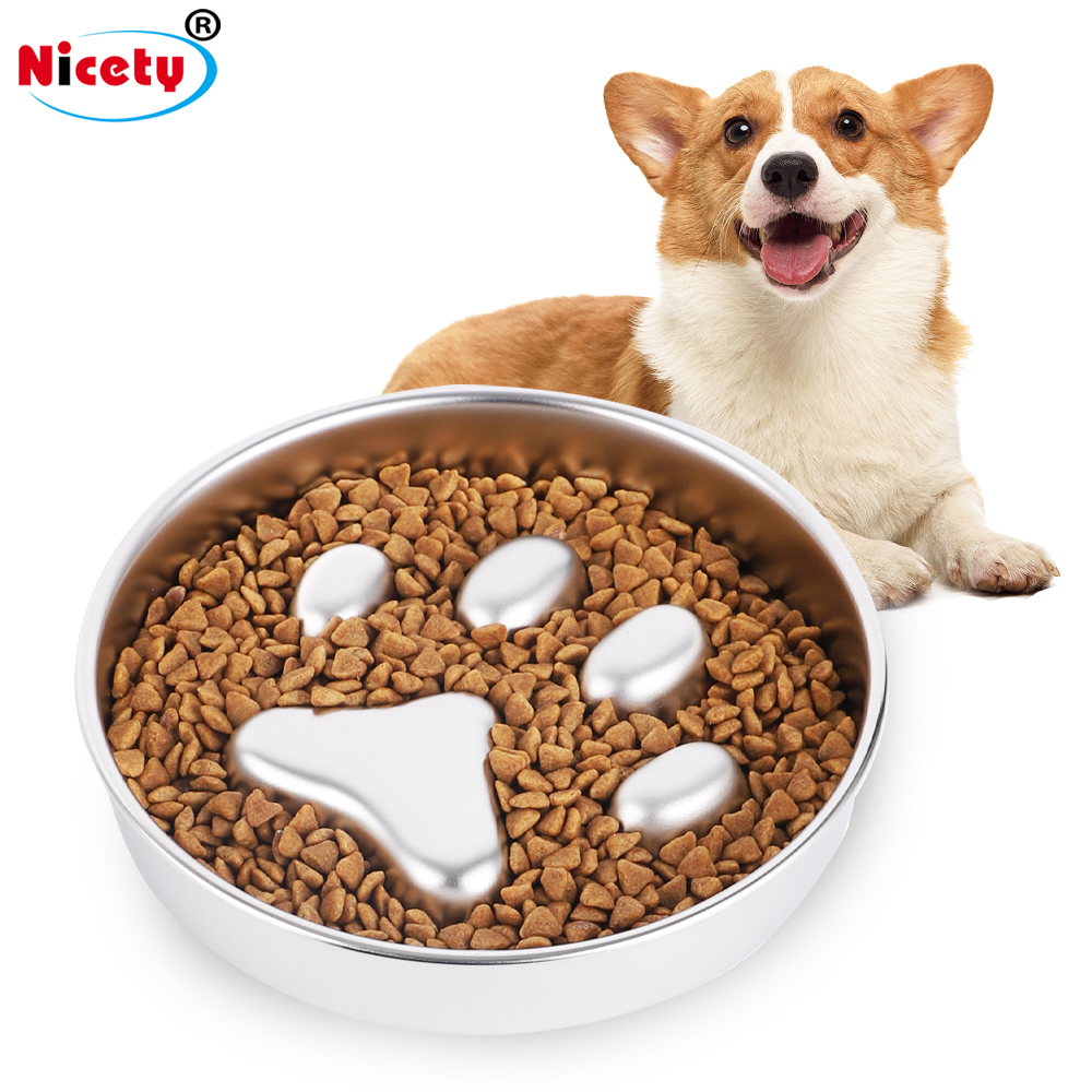 Wholesale Durable Custom Stainless Steel Dog Bowl Metal Slow Feeding Pet Bowl With Pet Product