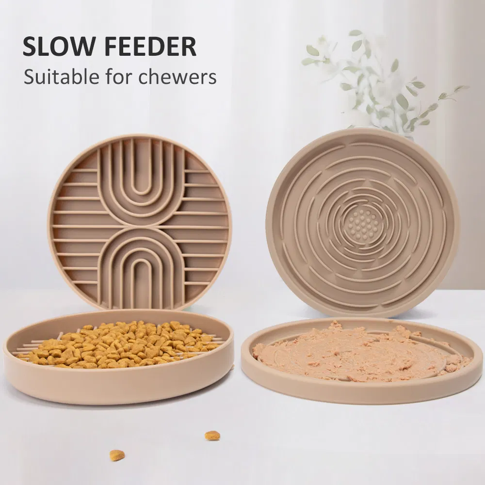 2-in-1 Eco-Friendly Silicone Pet Feeding Combo Slow Eating Dog Bowl with Removable Lick Pad for Anxiety Relief