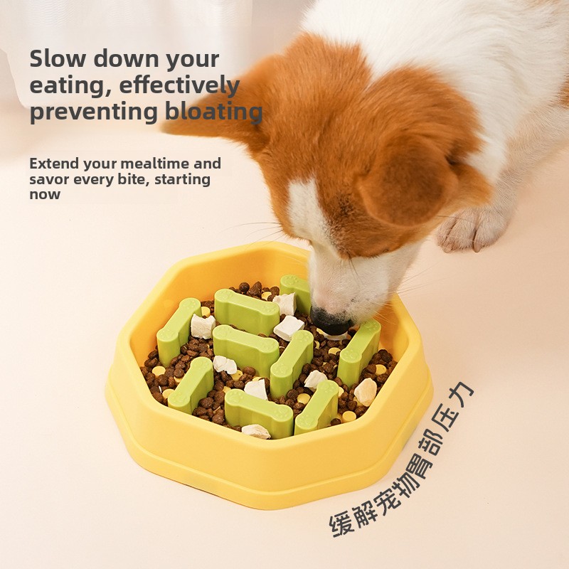 Slow Feeder Bowl for Dogs &amp; Cats Anti-Choke Adjustable Difficulty Anti-Tip PP Material Pet Feeding Bowl