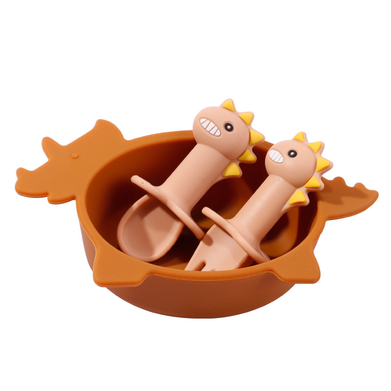 Dino Design Triceratops Food Grade Kids Toddlers Silicone Baby Feeding Plate Dish