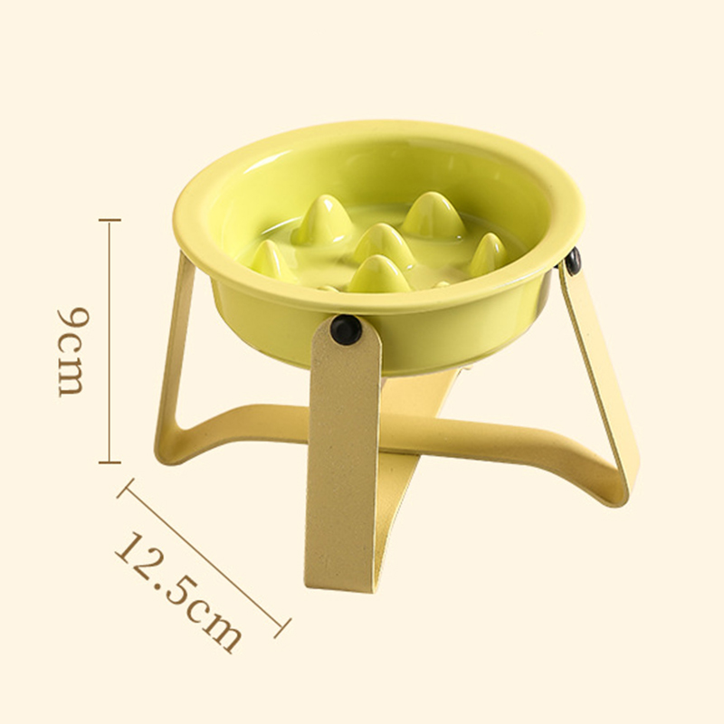 New Eco-Friendly Ceramic Cat/Dog Food Bowl Iron Raised Slow Food Bowl Set Dishwasher Safe with Water Bowl