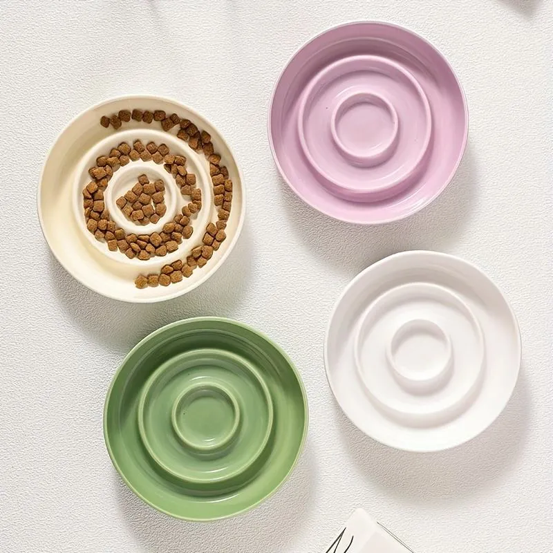 Ceramic Slow Feeder Bowl Basic Bowls for Healthy Eating Protects Cervical Spine Non-Tip Design for Kittens for Small Dog Breeds