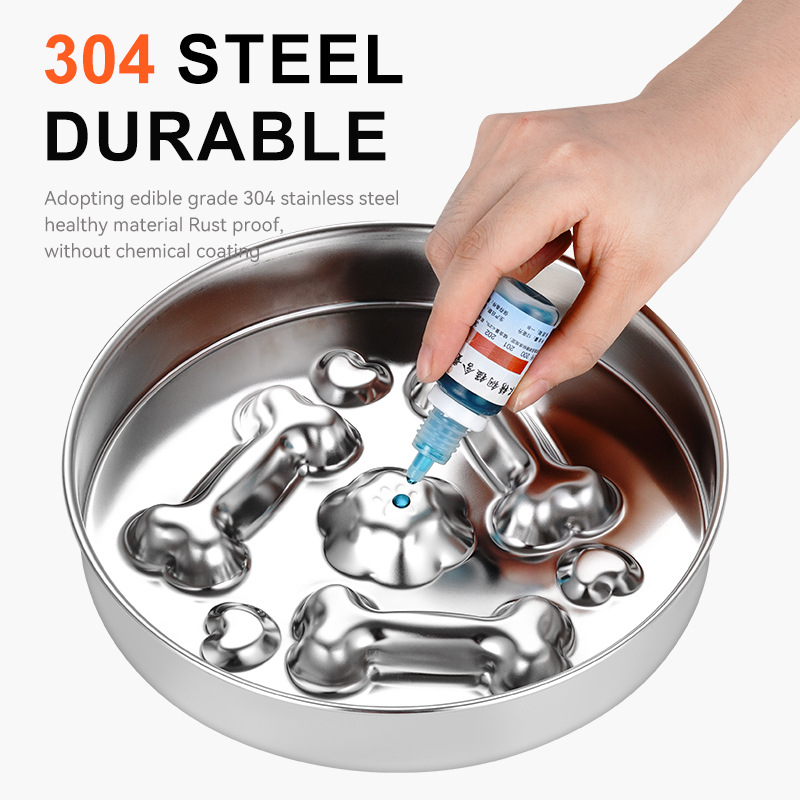 Wholesale 304 Stainless Steel Pet Slow Food Bowl Durable Thick Dog Stainless Steel Bowl