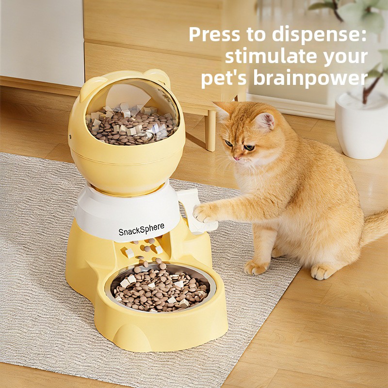 Durable Stainless Steel Automatic Smart Cat &amp; Dog Large Capacity Press Type Quantitative Puzzle Feeder Bowl 1.5L Wholesale