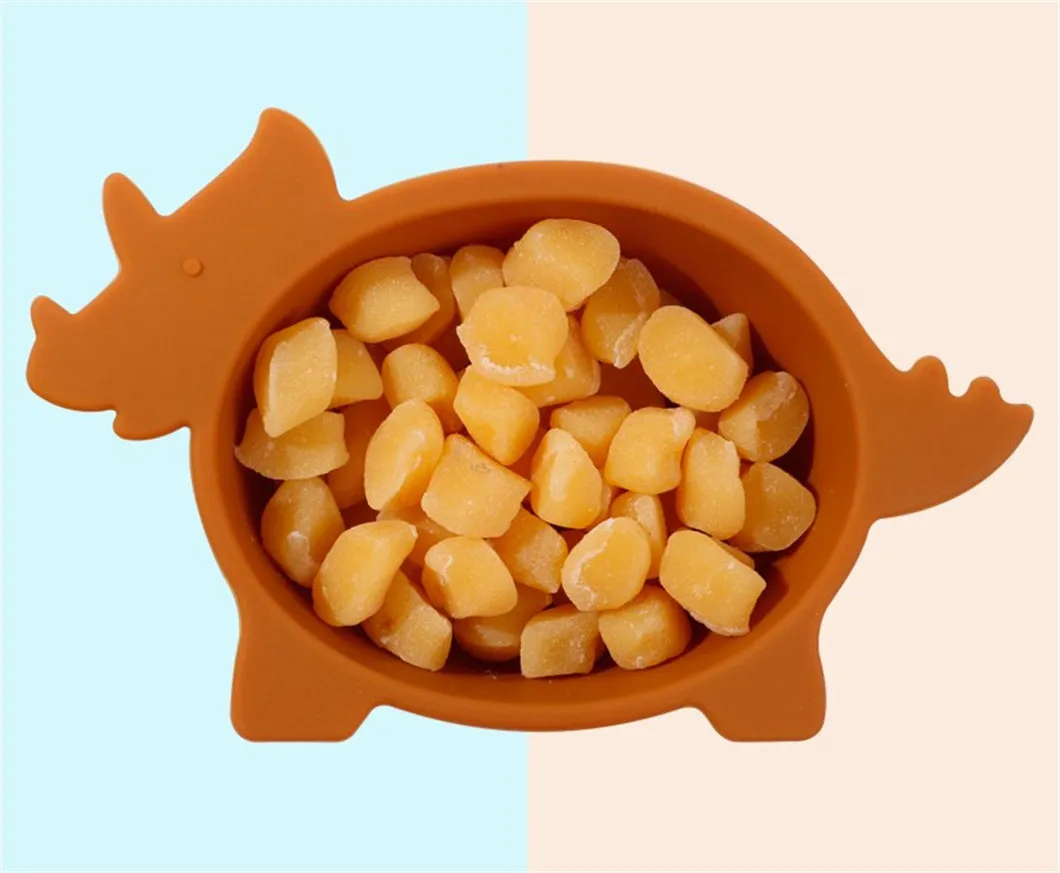 Dino Design Triceratops Food Grade Kids Toddlers Silicone Baby Feeding Plate Dish