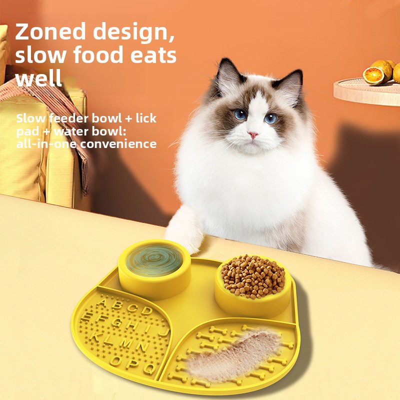 Silicone Pet Slow Food Bowl Lick Drinking Water Multifunctional Universal Cat Dog Eating Tableware Suction Cup Anti-skid