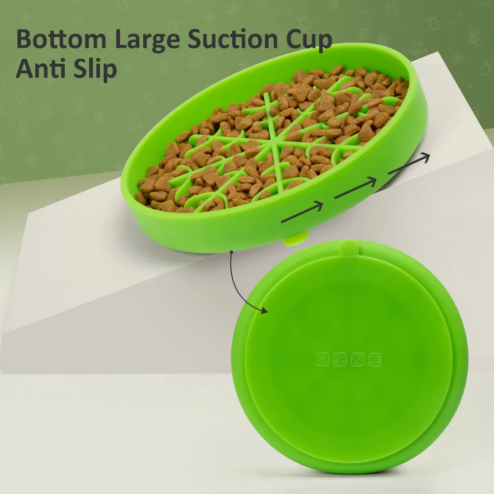 New Christmas Collection Cute Dog Silicone Slow Feeder Eco-Friendly Tulip Flower Round Pet Lick Mat with Anti-Slip Bottom