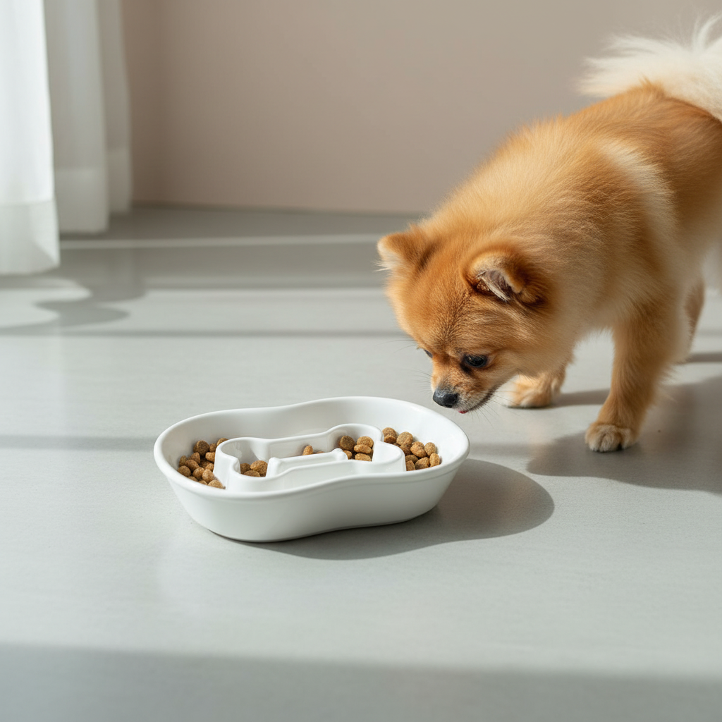 Ceramic Slow Feeder Bowl Dog Bowl for Small Pets, Non-Slip Design