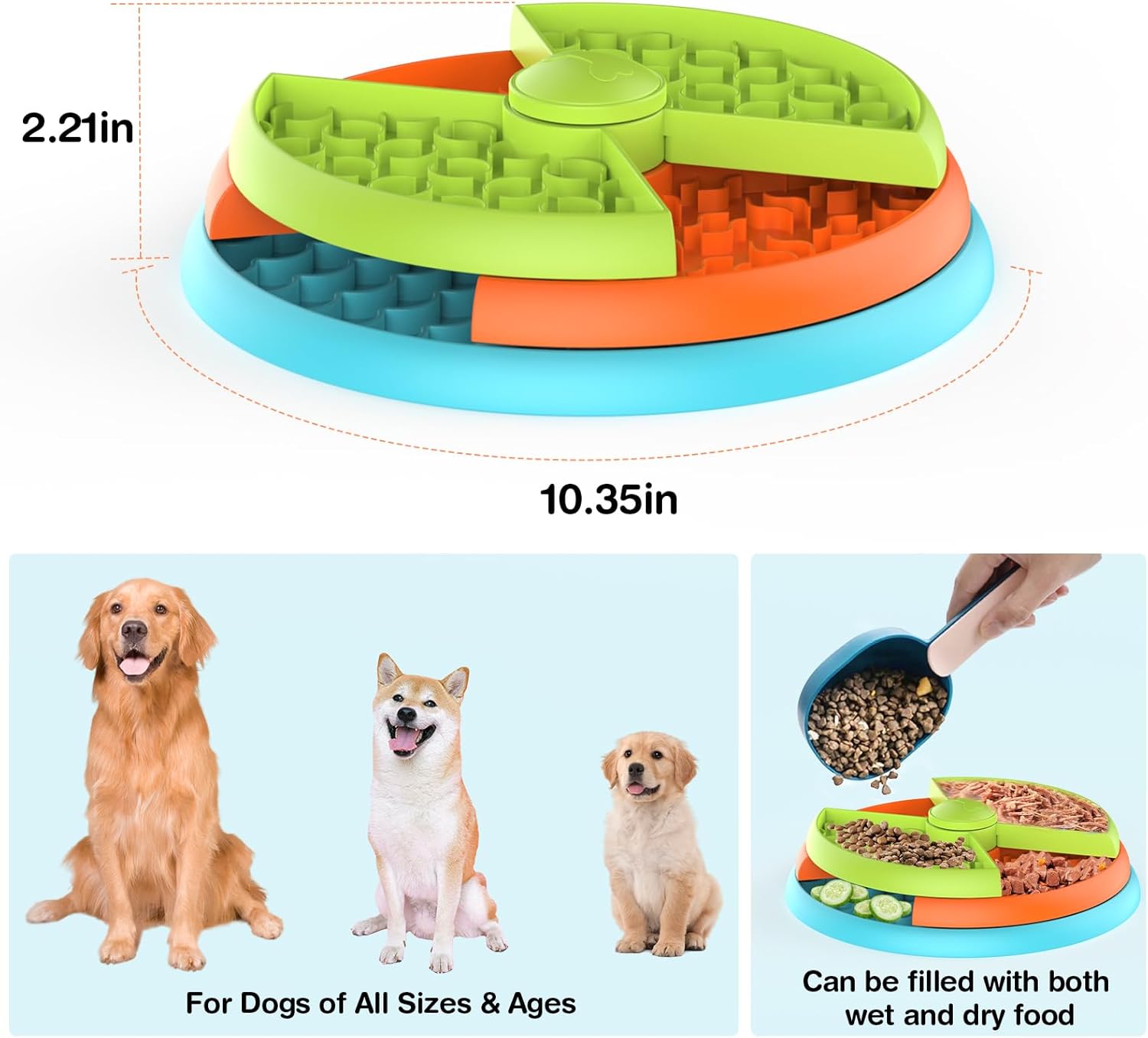 Slow Feeder Dog Bowl 3 Levels Anti Vomiting Reduces Boredom Anxiety Non-Slip Interactive Puzzle Feeder For Small/Medium/Large