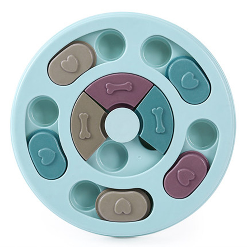 Dog Food Turntable Feeding Device Anti-Choking Slow-Feeding Dispenser with Bowl Supplies
