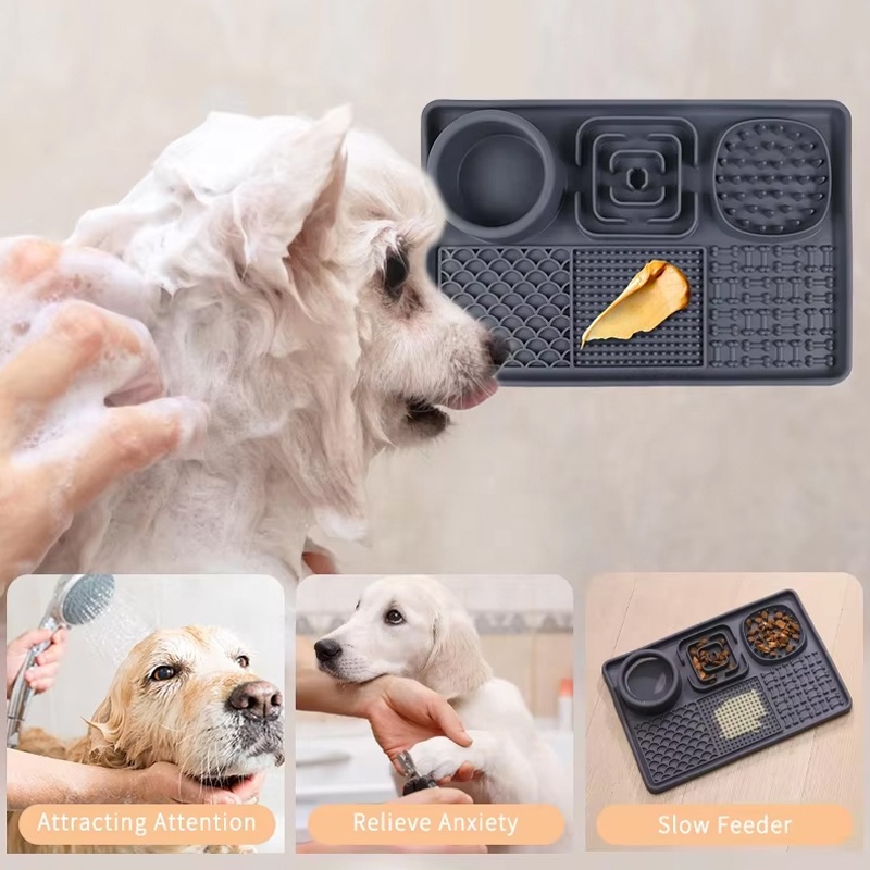 High Quality Silicone Lick Mat With Suction Cups For Dogs And Cats Food Grade 2 Pack Slow Feeder Mat Pet Dog Licking Pad Bowl