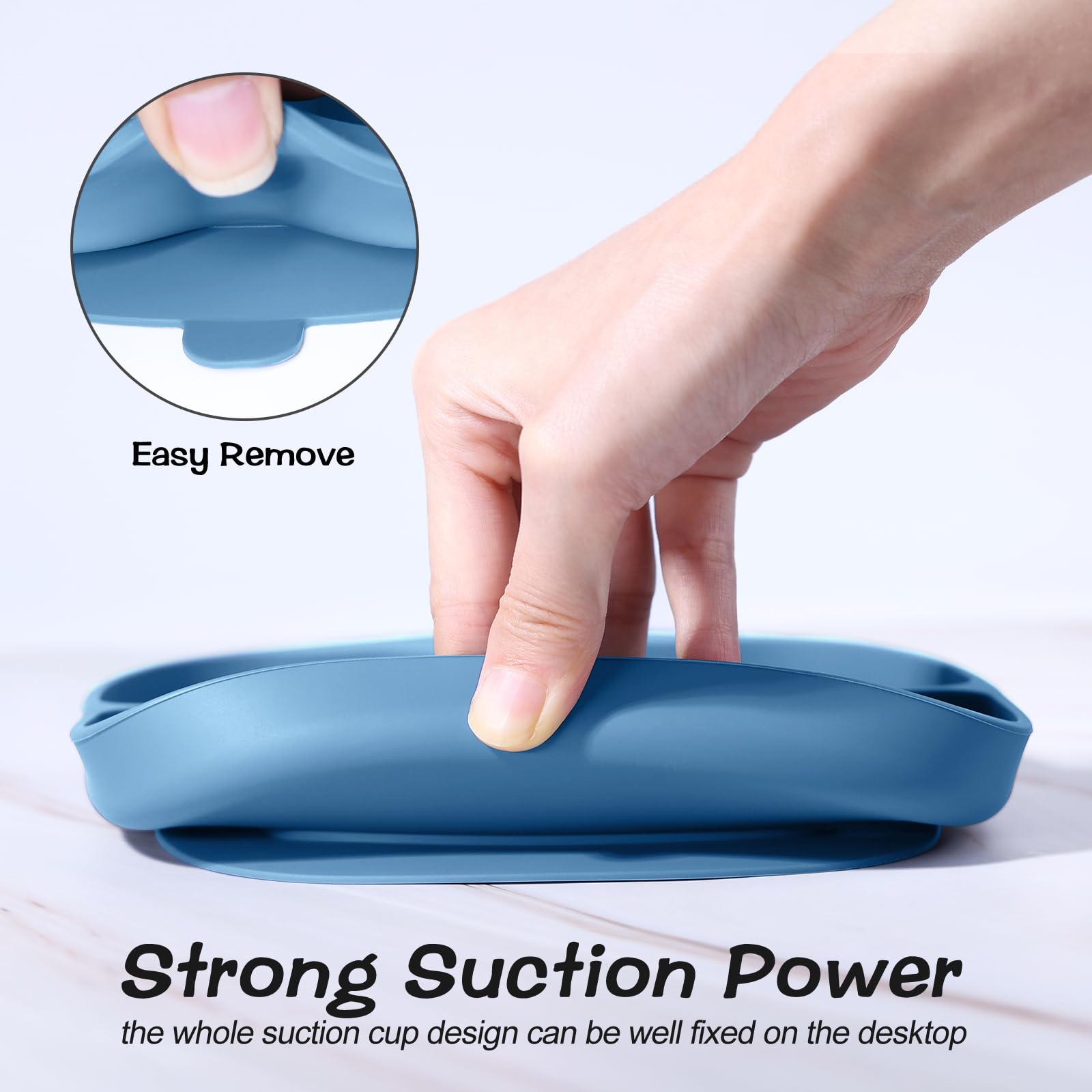 New BPA-Free Silicone Divided Grip Dish Unbreakable Silicone Divided Suction Toddler Plates Divided Baby Plates with Suction