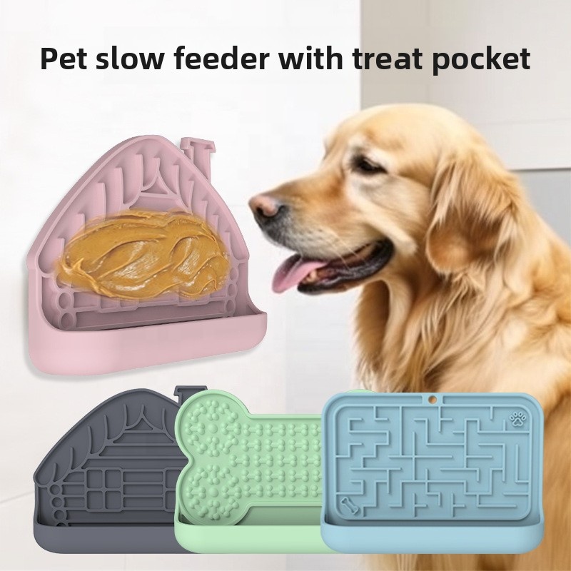 Dog Lick Mat 47 Strong Suction Cups Food-Grade Silicone Portable Slow Feeder Solid for Dog Bathing Grooming Anxiety Relief