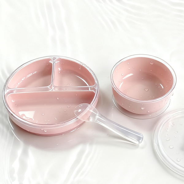 New Material Kids Feeding Set Liquid Silicone Suction Divided Plates Eco Friendly Bpa Free Baby Plate Silicone Plates