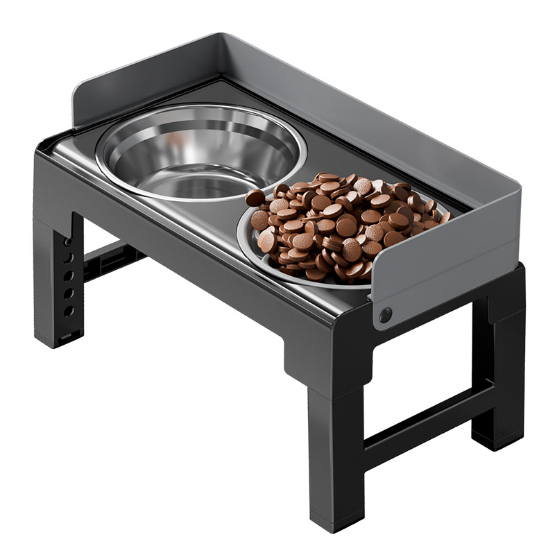 Smart Pet Feeding Table Adjustable Height + Slow Eating Bowl Stainless Double Bowls for Large and Small Pets