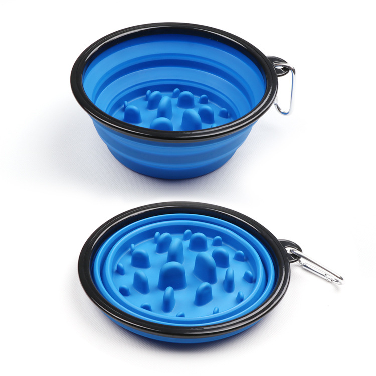 Custom Anti-choking Slow Feeding Dog Bowl cat and Dog Water and Food Dual-use Outdoor Portable Folding Pet Slow Feeding Bowl