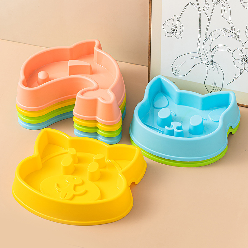 New Silicone Pet Shallow Slow Feeding Bowl Small/Medium Dogs Cats Anti-Choking Design Cat Head Dolphin Shapes Multiple Styles