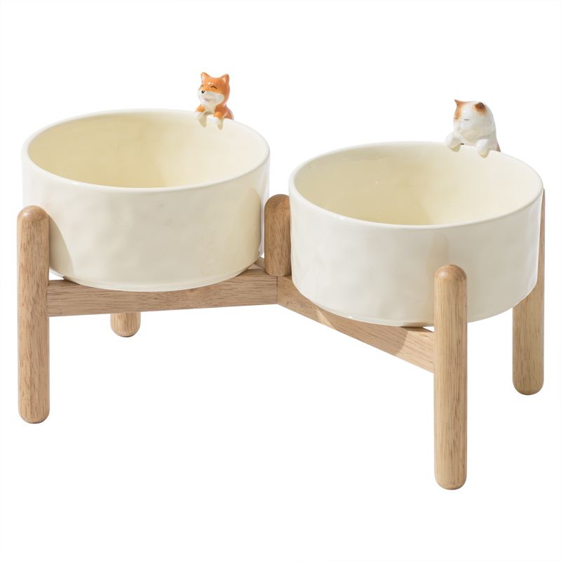 Shamitao Durable Eco-Friendly Ceramic Pet Bowl with Elevation Guard Neck Custom Logo Wholesale Portable Cat &amp; Dog Feeder