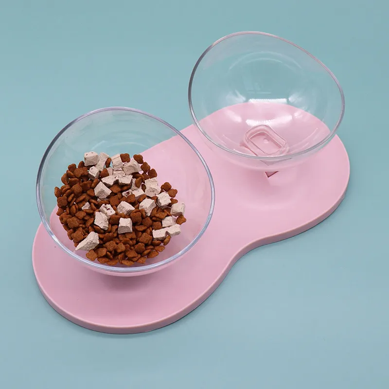 Adjustable Angles Tilted Raised Posture Cat Food Bowl Neck Protection Elevated Slanted Stand Pet Bowls