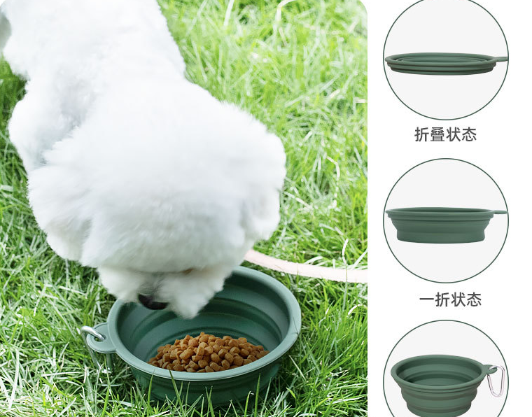 Custom Collapsible Water Food Dog Bowl Slow Feeder Silicone Pet Travel Bowl With Carabiner