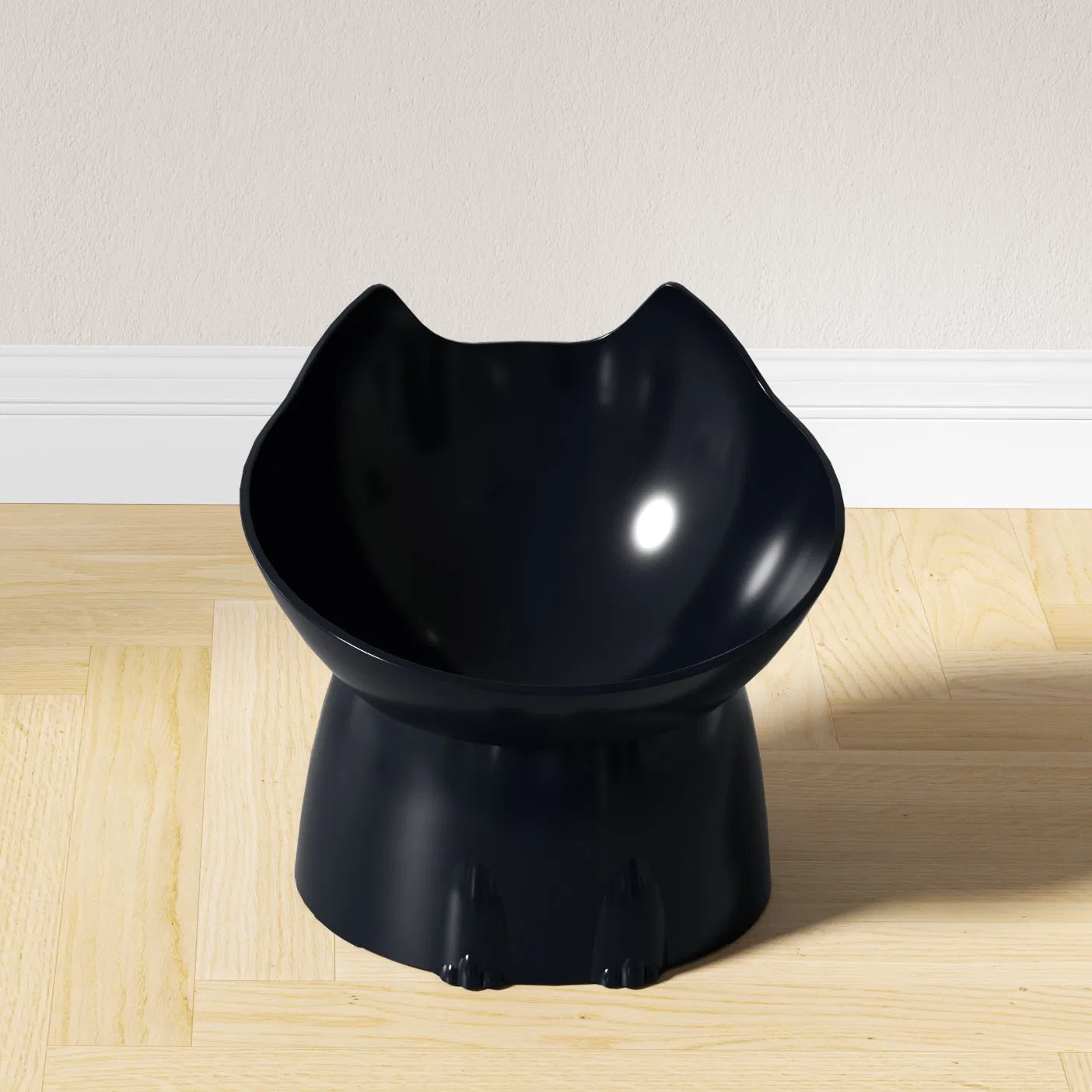 1PC Whiskerware Elevated Cat Bowl, Anti-Tip Plastic Raised Pet Feeding Dish Tilted Edge, Neck Protection Kitty Food Pets Feeder Pet Ware Cat Bowl
