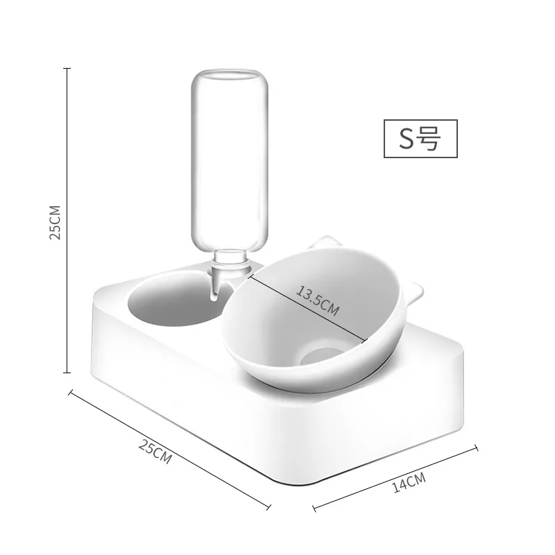 Plastic Cat Gravity Water Cat Bowls Raised Food Bowl for Small Dogs Cats Tilted Double Bowls Pets Feeder