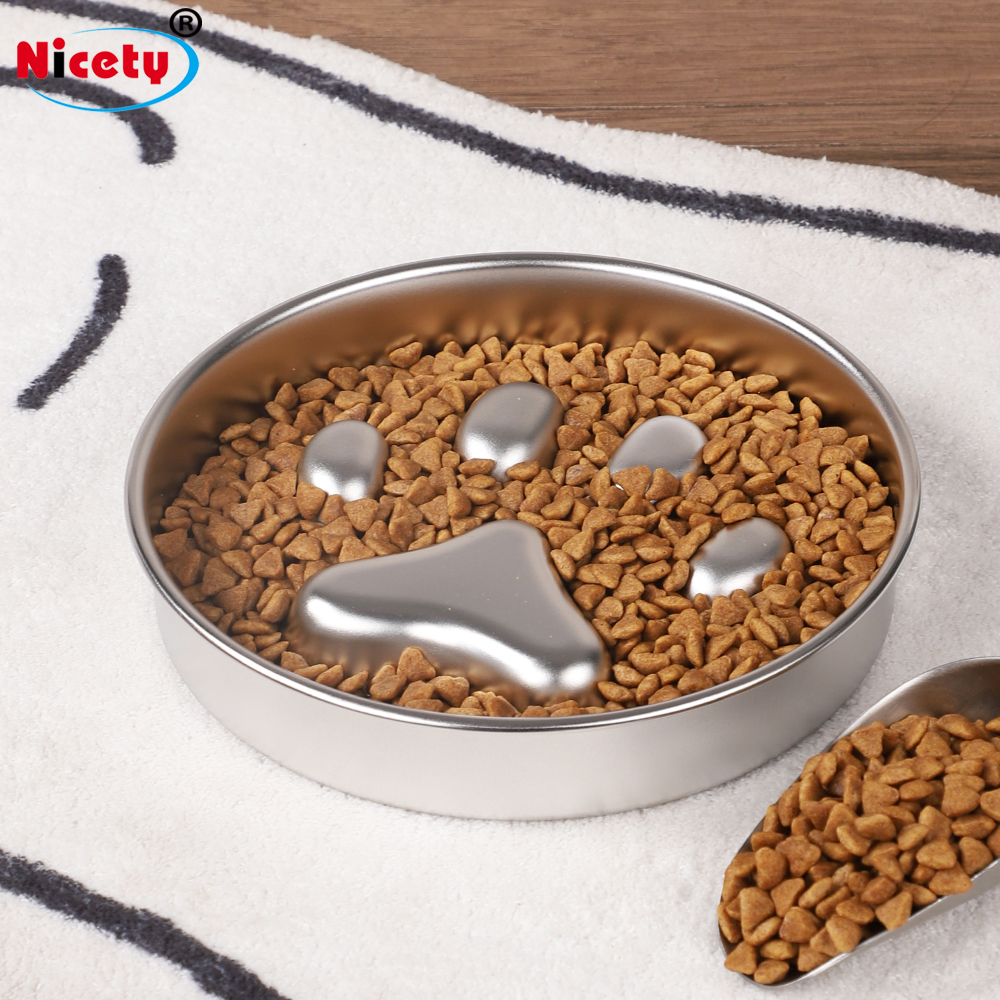 Wholesale Durable Custom Stainless Steel Dog Bowl Metal Slow Feeding Pet Bowl With Pet Product