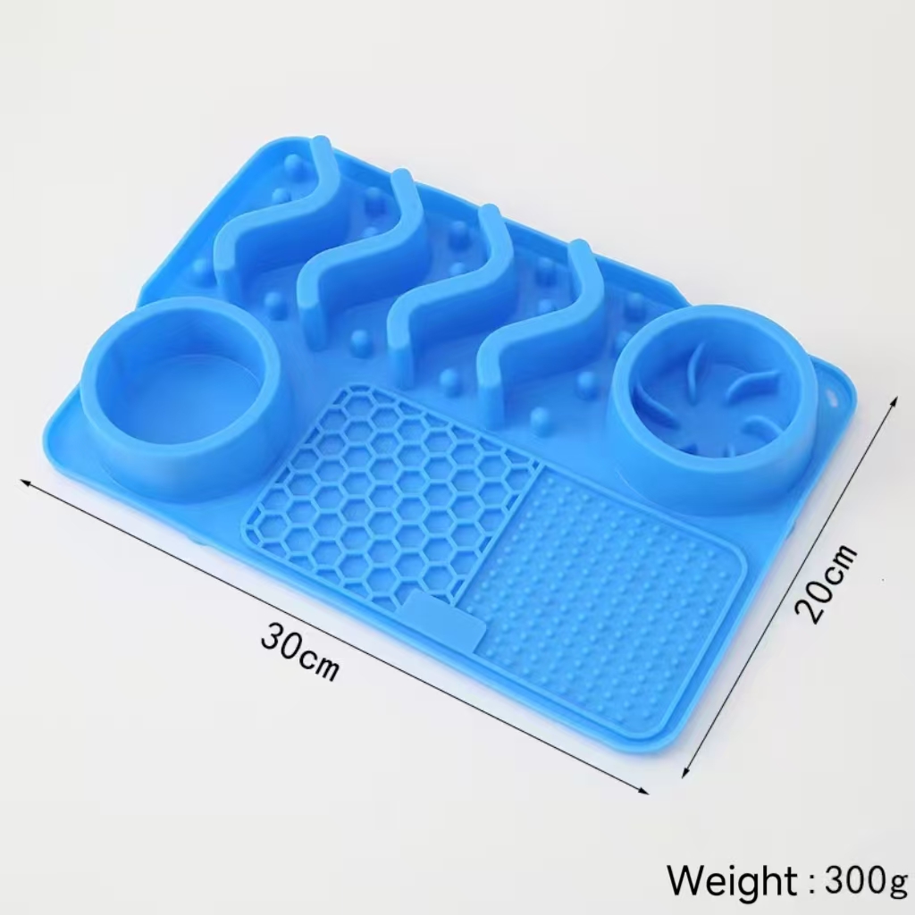 Silicone Interactive 2-in-1 Slow Feeder Pet Bowl With Food Lick Mat For Dogs Cats To Slow Down Eating &amp; Reduce Boredom