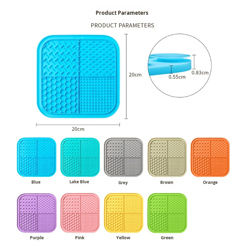 Pet Silicone Rectangle Licking Food Mat Slow Feeder with Large Suction Cup Non-Slip BPA Free Dishwasher &amp; Freezer Safe Cats Dogs