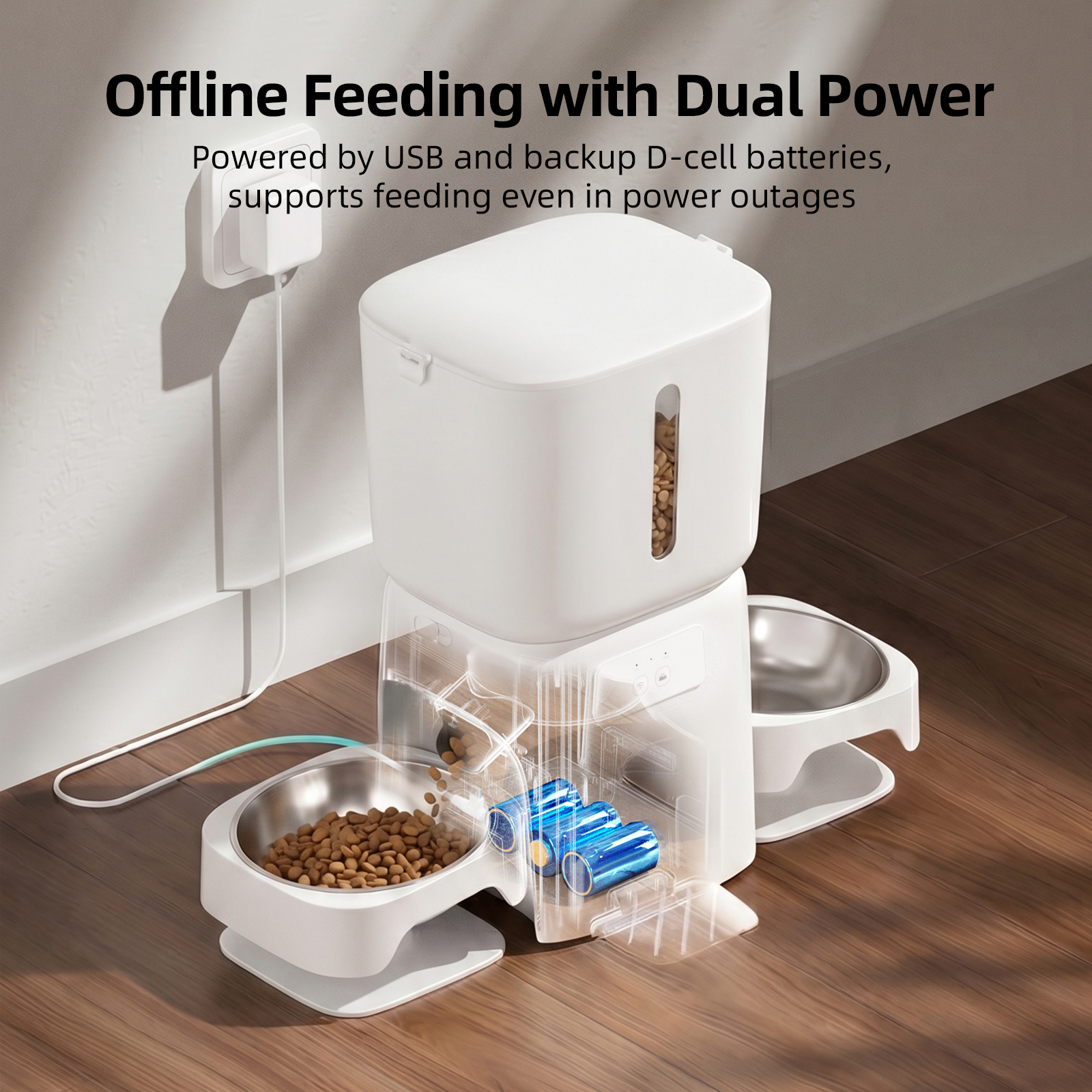 New Series Smart Automatic Pet Feeder 6L WiFi APP Control Smart Detection Dual Bowls Dual Meals Waterproof Charge for Cats Dogs