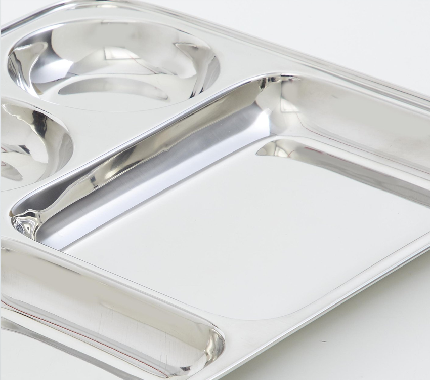 Stainless Steel Multi-Compartment Dinner Plate | School &amp; Canteen Thali, Easy to Clean | Wholesale Bulk Supply from India