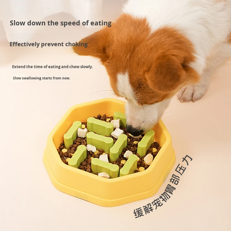 Slow Feeder Bowl for Dogs Anti-Choke Adjustable Difficulty Anti-Spill PP Solid Eco-Friendly Pet Bowl