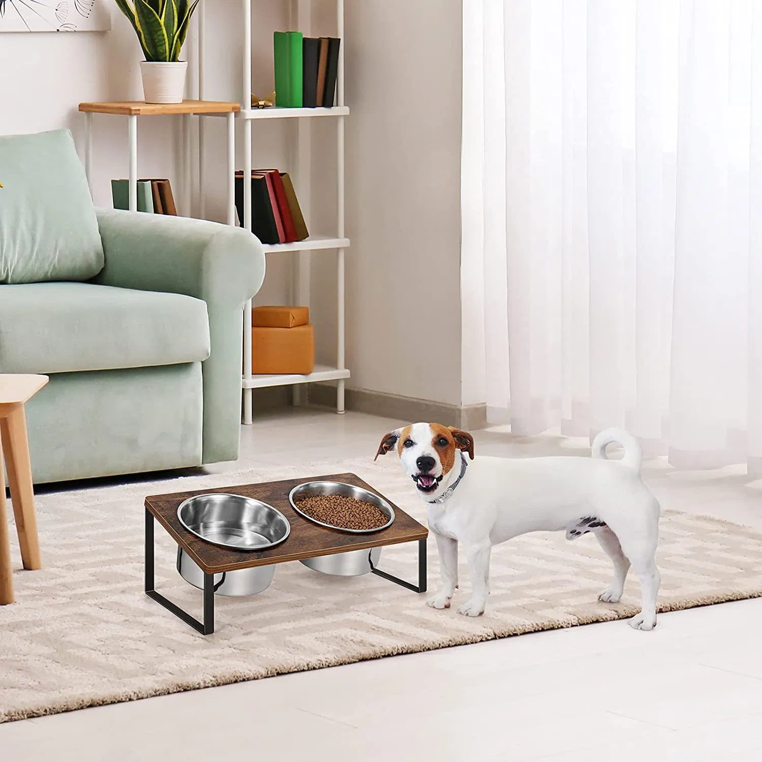 High Quality Metal Wood Dog Raised Bowls Tilted Elevated Cat Food Bowls
