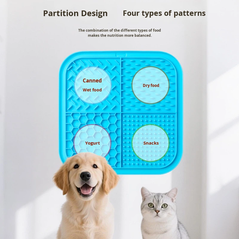 Pet Silicone Rectangle Licking Food Mat Slow Feeder with Large Suction Cup Non-Slip BPA Free Dishwasher &amp; Freezer Safe Cats Dogs