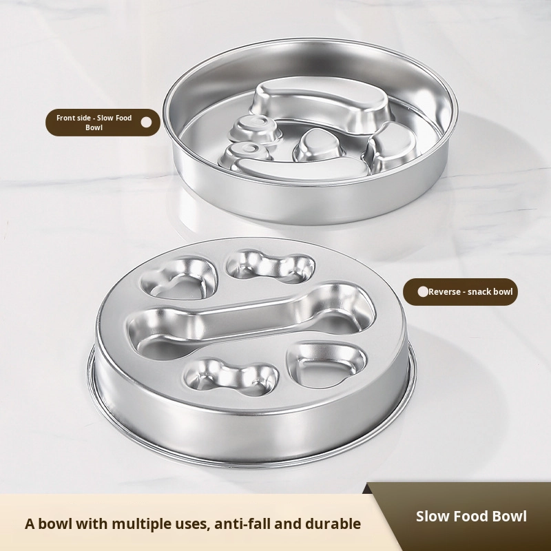 Large-Capacity Modern Stainless Steel Solid Pet Food Bowl Eco-Friendly Anti-Spill Slow-Feeding Waterproof Non-Slip Design for