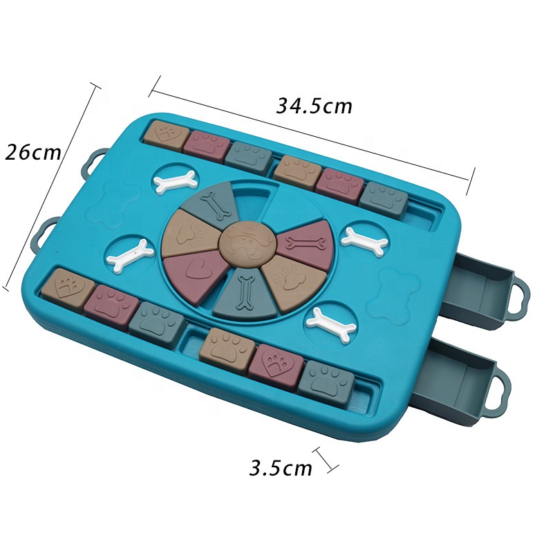 Puzzle Maze Treat Dispensing Dog Toy with Sliding Cups and Hide Holes for IQ Training, Interactive Dog Puzzle Feeder