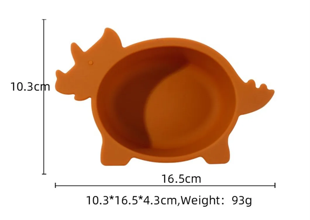 Dino Design Triceratops Food Grade Kids Toddlers Silicone Baby Feeding Plate Dish