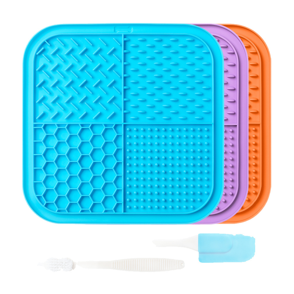 Pet Silicone Rectangle Licking Food Mat Slow Feeder with Large Suction Cup Non-Slip BPA Free Dishwasher &amp; Freezer Safe Cats Dogs