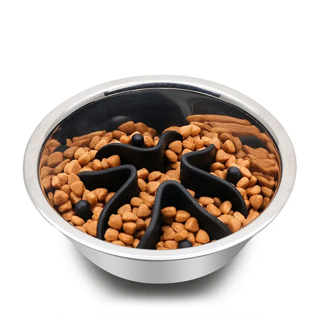 Silicone Slow Feeder Dog Bowl Insert Prevents Gulping and Promotes Healthy Eating