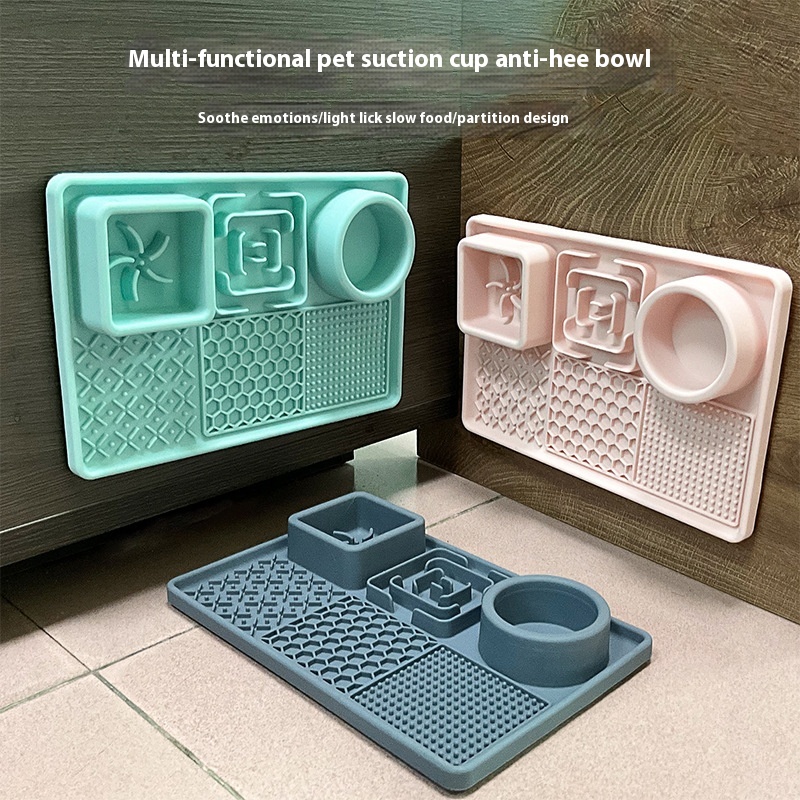 Travel-Friendly Eco-Friendly Slow Food Bowl Food Grade Silicone Licking Mat with Suction Cup for Dogs Cats Pet Plate Feeding Mat