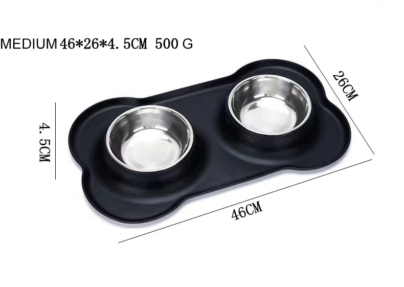Elevated Whisker Friendly Tilted Flat Silicone Double Feeder Bowl